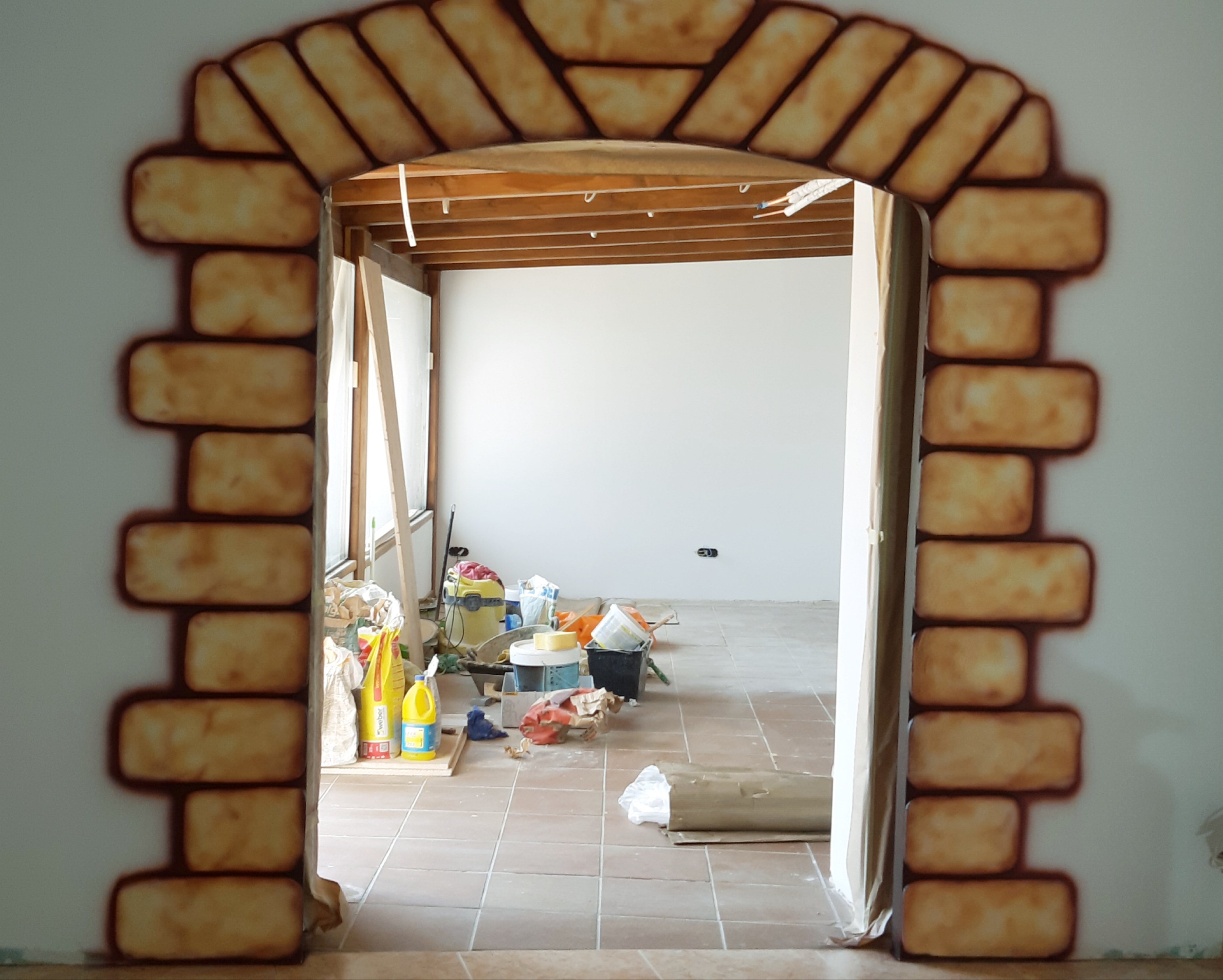 Pintura imitación piedra en arco